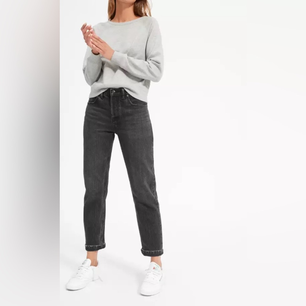 Everlane O-S Boyfriend Jean Relaxed Fit Stonewash Black size 26 Regular